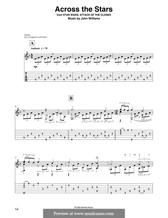 Across The Stars (from Star Wars: Attack Of The Clones): Für Gitarre by John Williams