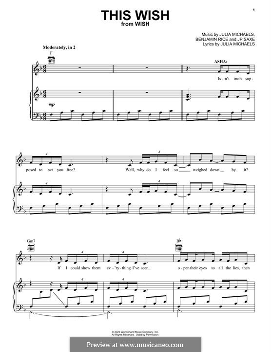 This Wish (from Wish): Für Stimme und Klavier (oder Gitarre) by Julia Michaels