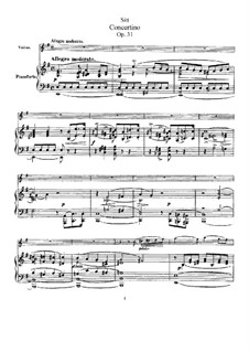 Concertino in e-Moll, Op.31: Bearbeitung für Violine und Klavier by Hans Sitt