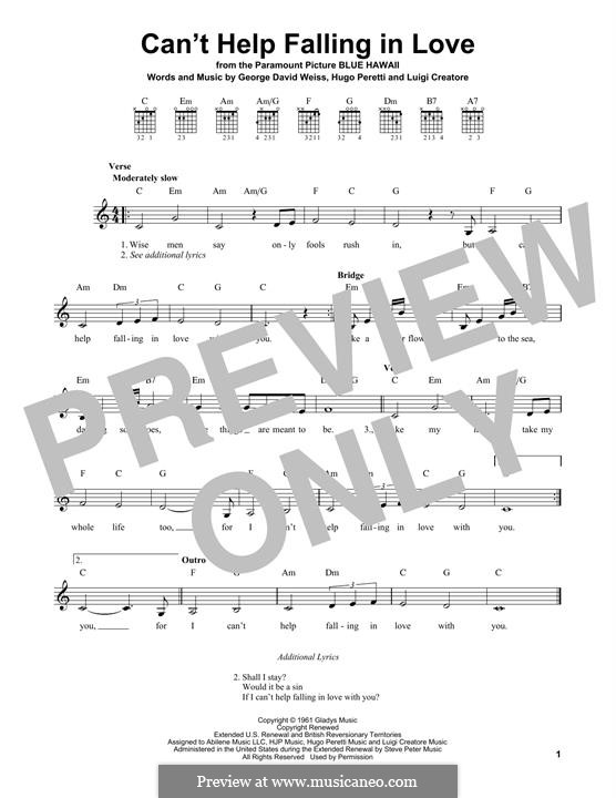 Guitar version: Für einen Interpreten by George David Weiss, Hugo Peretti, Luigi Creatore