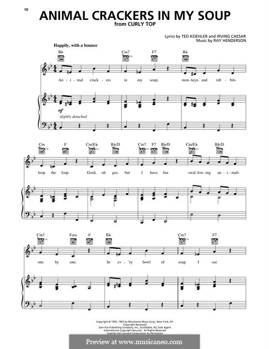 Animal Crackers in My Soup: Für Stimme und Klavier (oder Gitarre) by Ray Henderson