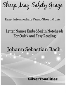 Schafe können sicher weiden: For easy intermediate piano by Johann Sebastian Bach