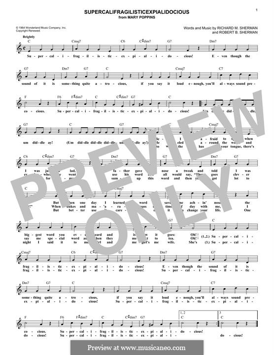 Supercalifragilisticexpialidocious (from Mary Poppins): Für Keyboard by Richard M. Sherman, Robert B. Sherman