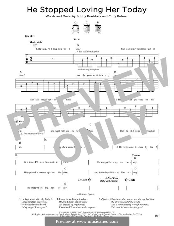 He Stopped Loving Her Today (George Jones): Für Gitarre by Bobby Braddock, Curly Putman