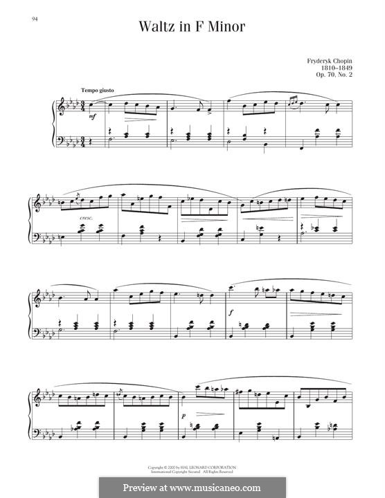Walzer, Op. posth.70: No.2 in F Minor by Frédéric Chopin