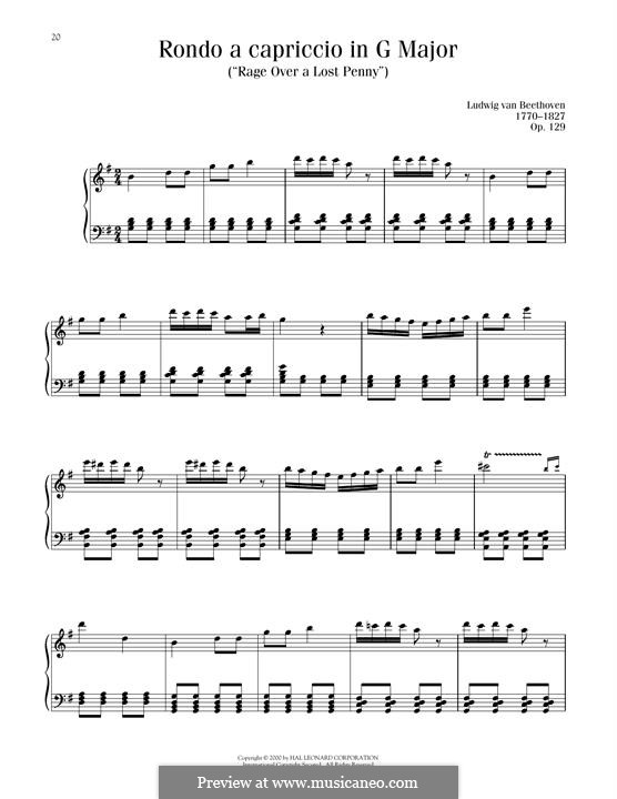 Die Wut über den verlorenen Groschen, Op.129: Für Klavier by Ludwig van Beethoven