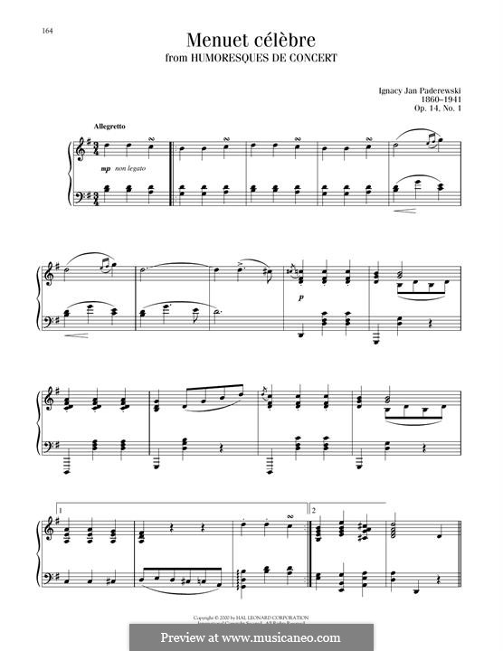 Six Humoresques de Concert, Op.14: No.1 Menuet by Ignacy Jan Paderewski