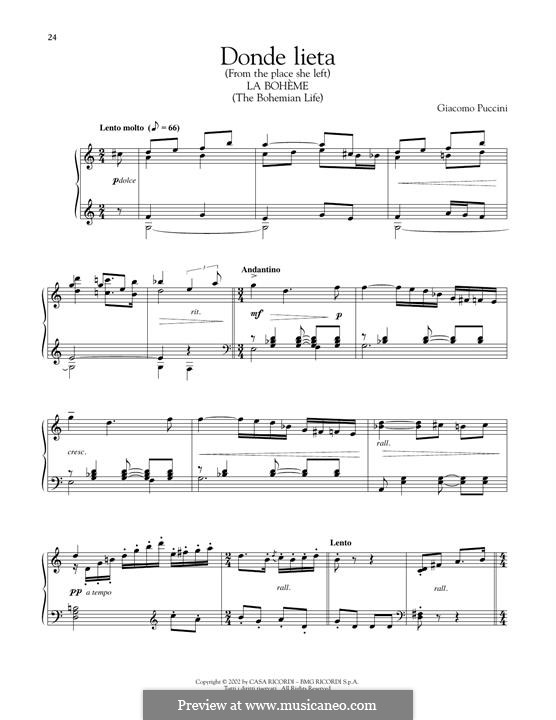 Donde lieta uscì: Für Klavier by Giacomo Puccini
