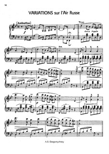 Variations sur l'air russe 'I am Accused among the People': Für Klavier by Alexander Sergeyevich Dargomyschski