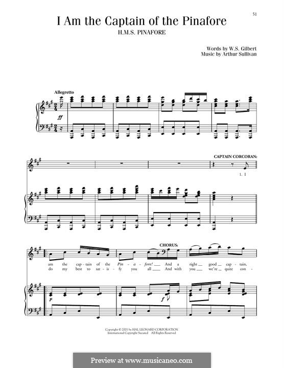 I Am The Captain Of The Pinafore: I Am The Captain Of The Pinafore by Arthur Sullivan