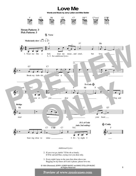 Love Me (Elvis Presley): Für Gitarre by Jerry Leiber, Mike Stoller