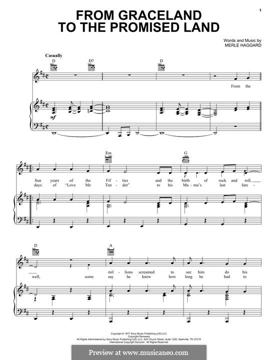 From Graceland to the Promised Land: Für Stimme und Klavier (oder Gitarre) by Merle Haggard