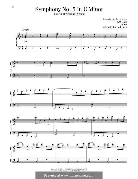 Teil IV: Excerpt, for piano by Ludwig van Beethoven