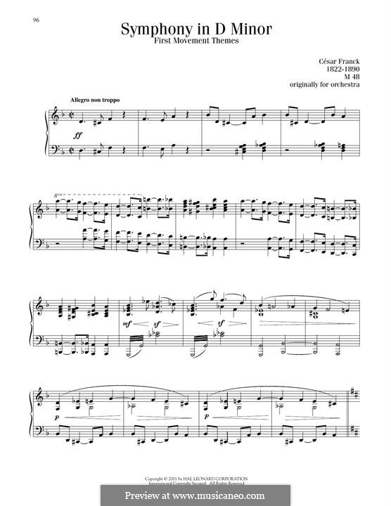 Sinfonie in d-Moll, Op.48: Movement I, Theme, for piano by César Franck