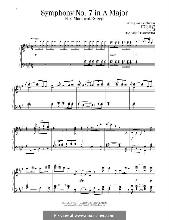 Teil I: Excerpt, for piano by Ludwig van Beethoven