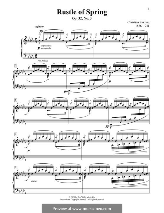 Sechs Klavierstücke, Op.32: No.3 Rustle of Spring by Christian Sinding