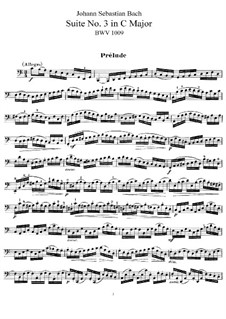 Suite für Cello Nr.3 in C-Dur, BWV 1009: Für einen Interpreten by Johann Sebastian Bach