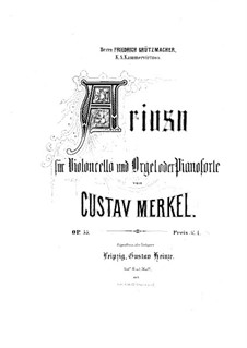Arioso für Cello und Orgel, Op.55: Partitur by Gustav Adolf Merkel