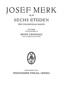 Sechs Etüden für Cello, Op.20: Für einen Interpreten by Joseph Merk