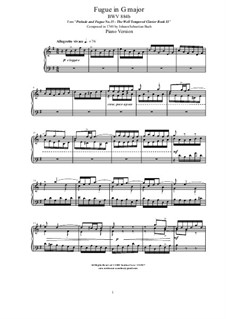 Präludium und Fuge Nr.15 in G-Dur, BWV 884: Fugue by Johann Sebastian Bach