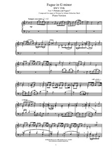 Kleine Präludien und Fugen: Fugue in G minor, BWV 558 by Johann Sebastian Bach