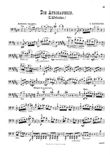 Transkriptionen über Motive aus 'Die Afrikanerin' von G. Meyerbeer für Violine (oder Flöte), Cello und Klavier: Cellostimme by Wilhelm Popp