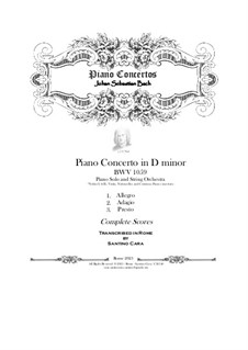 Oboenkonzert in d-Moll, BWV 1059: Version for piano and string orchestra by Johann Sebastian Bach
