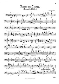 Transkriptionen über Motive aus 'Robert der Teufel' von G. Meyerbeer für Violine (oder Flöte), Cello und Klavier: Cellostimme by Wilhelm Popp