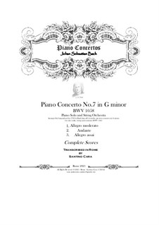 Konzert für Cembalo und Streicher Nr.7 in g-Moll, BWV 1058: Version for piano and string orchestra by Johann Sebastian Bach