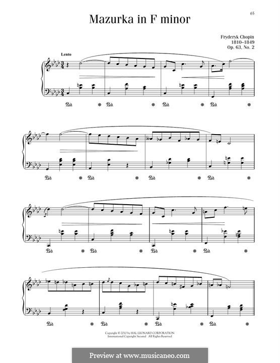 Mazurkas, Op.63: No.2 in F Minor by Frédéric Chopin