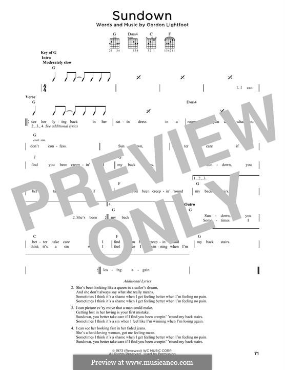 Sundown: Für Gitarre by Gordon Lightfoot