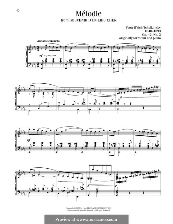 Souvenir d'un lieu cher (Memory of a Dear Place), TH 116 Op.42: No.3 Mélodie by Pjotr Tschaikowski