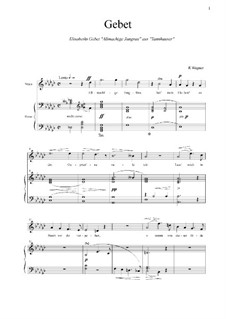 Gebet der Elisabet: Für Stimme und Klavier by Richard Wagner