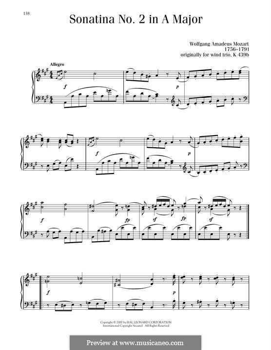 Sonatine für Klavier in A-Dur: Für einen Interpreten by Wolfgang Amadeus Mozart