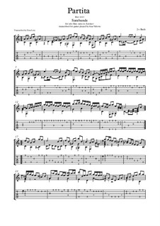 Partita für Flöte in a-Moll, BWV 1013: Sarabande, for guitar by Johann Sebastian Bach