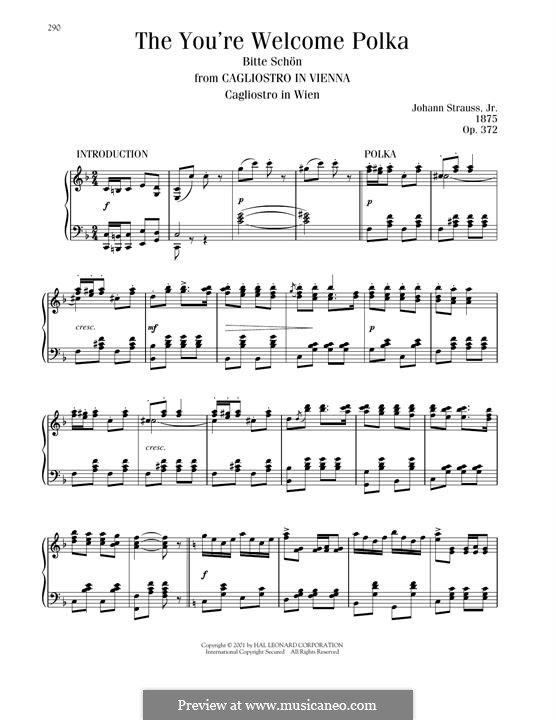 Bitte schön, Op.372: For piano by Johann Strauss (Sohn)