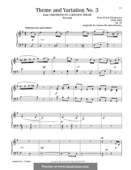 Variationen über Thema Rokoko, TH 57 Op.33: Theme and Variation No.3 by Pjotr Tschaikowski