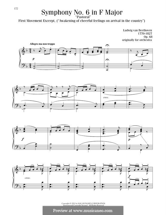 Teil I. Erwachen heiterer Gefühle bei der Ankunft auf dem Lande: Excerpt, for piano by Ludwig van Beethoven