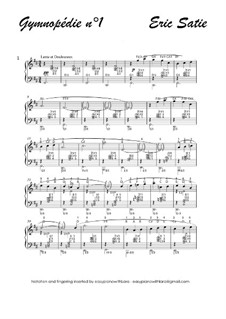 Nr.1: For piano with notation and fingering by Erik Satie