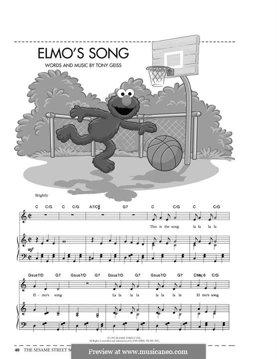 Elmo's Song (from Sesame Street): Für Stimme und Klavier (oder Gitarre) by Tony Geiss