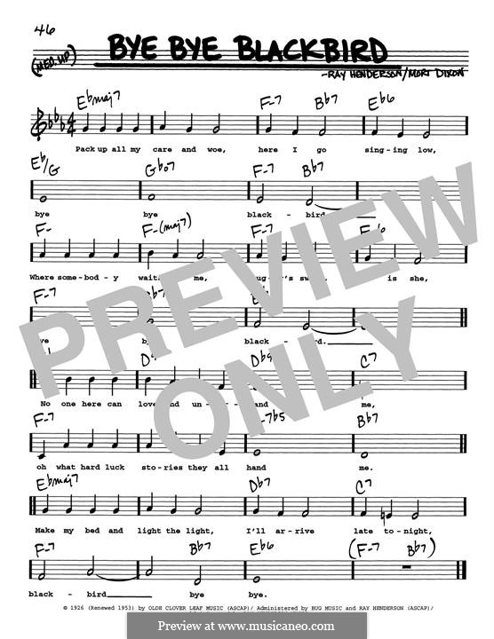 Bye Bye Blackbird: Low Voice by Ray Henderson