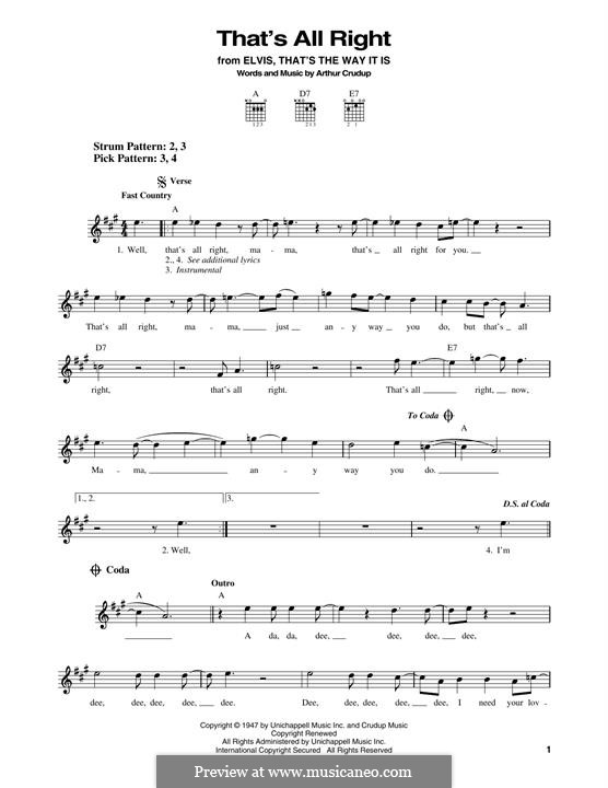 That's All Right (Elvis Presley): Für Gitarre by Arthur Crudup