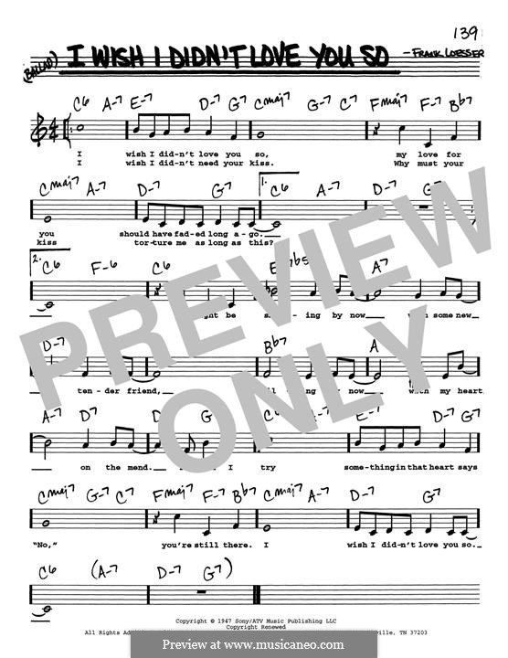 I Wish I Didn't Love You So: Low Voice by Frank Loesser