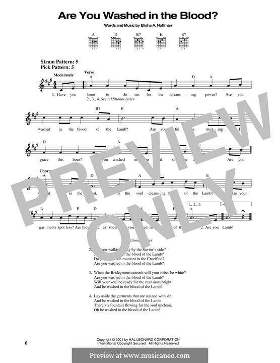 Are You Washed in the Blood?: Für Gitarre by Elisha Albright Hoffman
