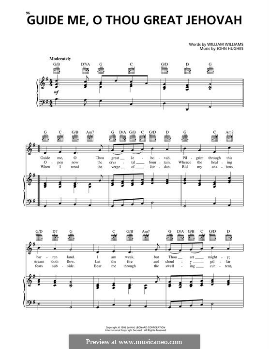 Guide Me, O Thou Great Jehovah: Für Stimme und Klavier (oder Gitarre) by John Hughes