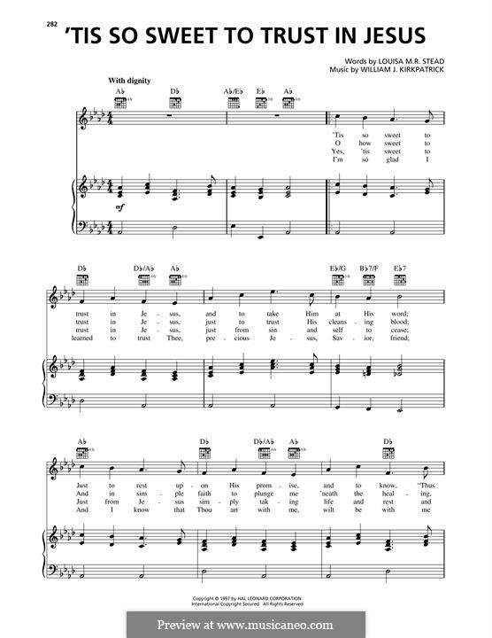 'Tis So Sweet to Trust in Jesus: Für Stimme und Klavier (oder Gitarre) by William (James) Kirkpatrick