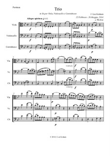Trio in B-flat for Viola, Violoncello and Contrabass: Trio in B-flat for Viola, Violoncello and Contrabass by J. Lee Graham