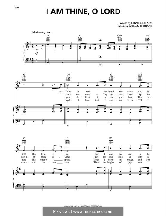 I am Thine, O Lord: Für Stimme und Klavier (oder Gitarre) by William Howard Doane