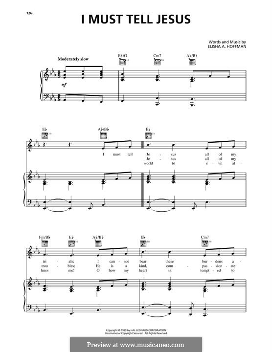 I Must Tell Jesus: Für Stimme und Klavier (oder Gitarre) by Elisha Albright Hoffman