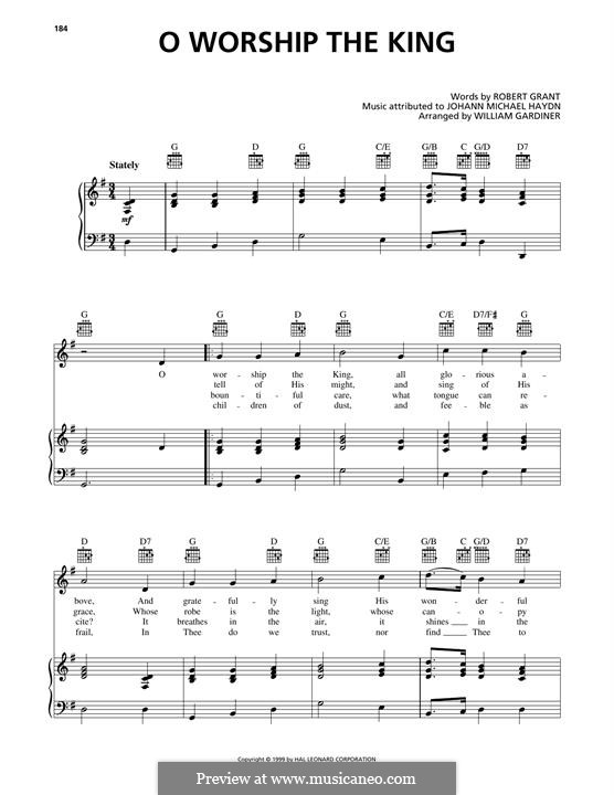 O Worship The King: Für Stimme und Klavier (oder Gitarre) by Michael Haydn